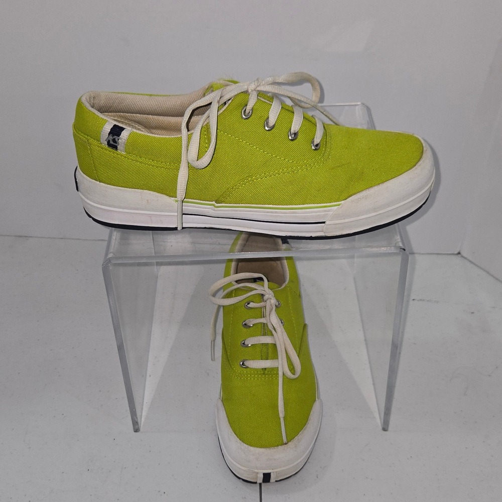 Vintage Kedsport Womens 7 Lime Green Canvas Sneakers Low Top Lace Up Shoes